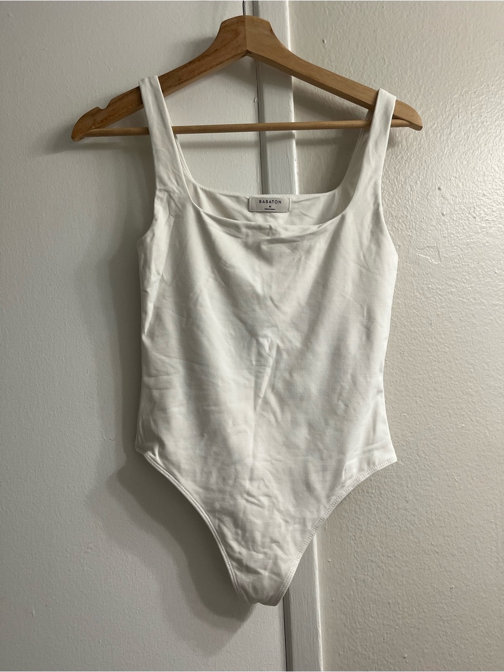 Babaton White Ribbed Tank Bodysuit